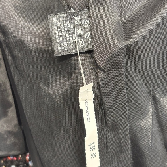 Lafayette 148 Leather Trimmed Tweed Wool Blend Blazer Jacket Black Red 14 - Picture 3 of 7